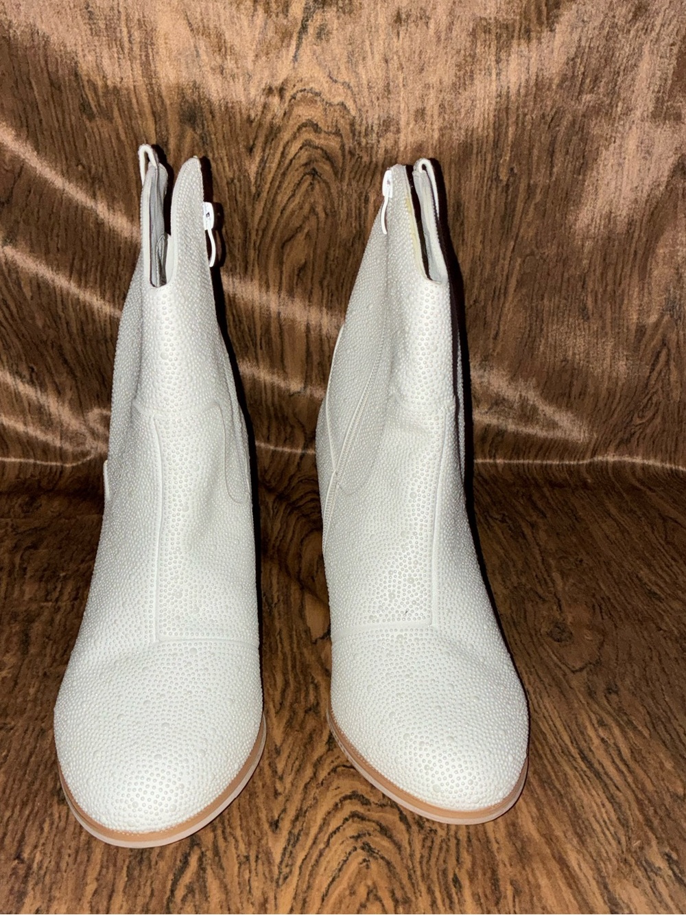 Bone White Embellished Western Bootie (Size 13 WW)